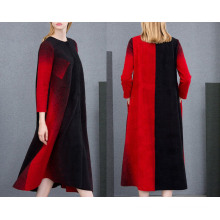 Ladies Winter Coat with Gradual Change Color Long Coat